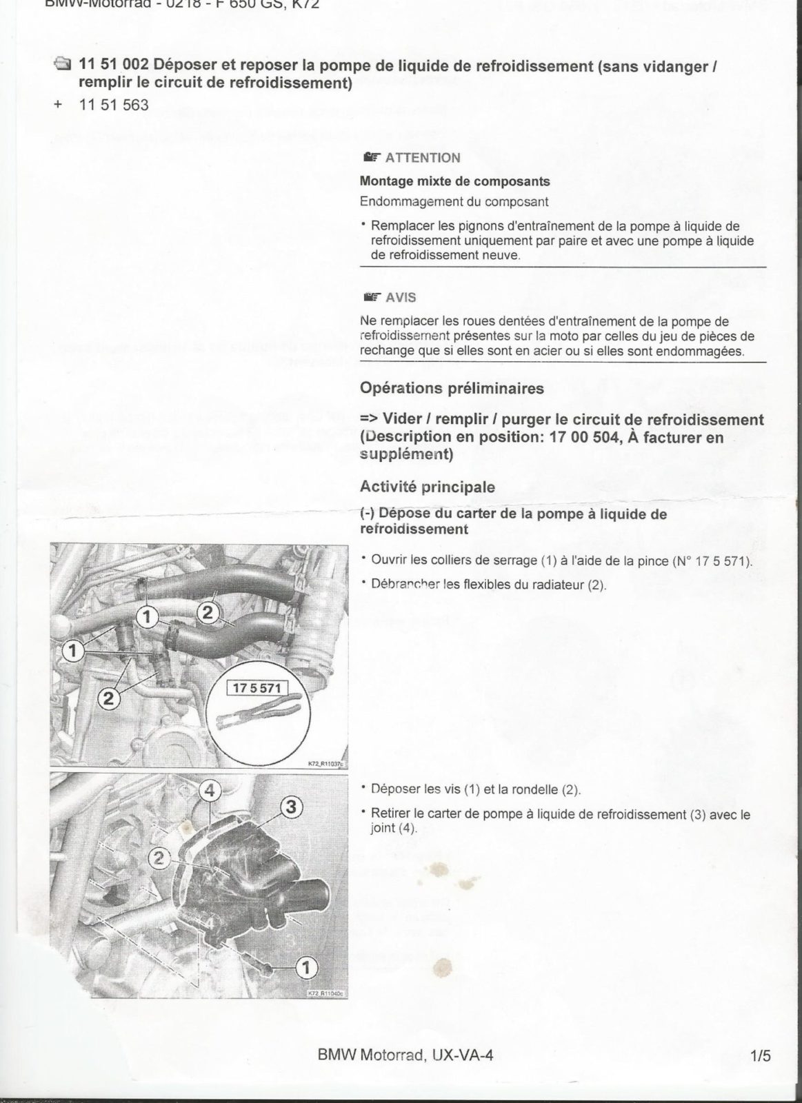 Changer Pompe %C3%A0 Eau F800 GS Etape 1