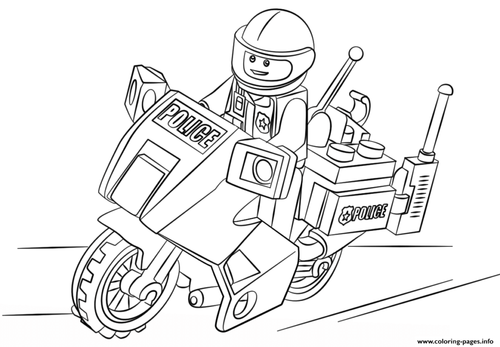 coloriage moto lego police