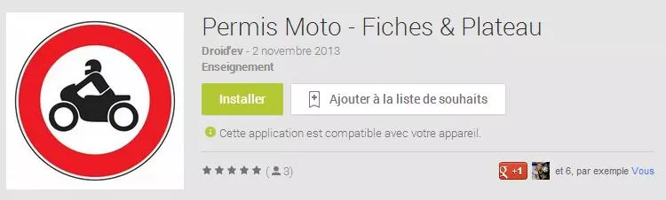application fiches moto android