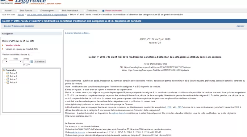 Permis moto A2 bridage juin