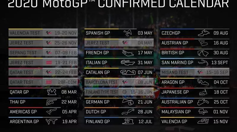 Calendrier Officiel Définitif Moto GP 2020
